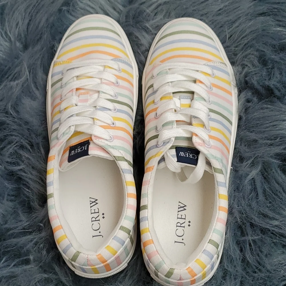 NIB J. Crew Printed Canvas Striped Sneakers